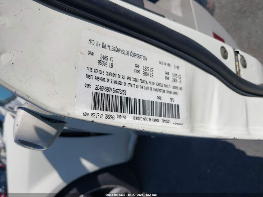 2005 Dodge Magnum Rt VIN: 2D4GV58245H676251 Lot: 43097339