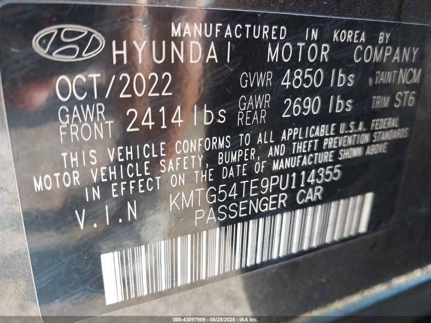 2023 Genesis G70 3.3T Rwd VIN: KMTG54TE9PU114355 Lot: 43097959