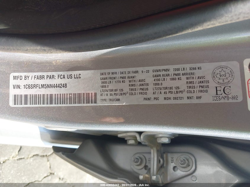 2022 RAM 1500 REBEL - 1C6SRFLM5NN444248