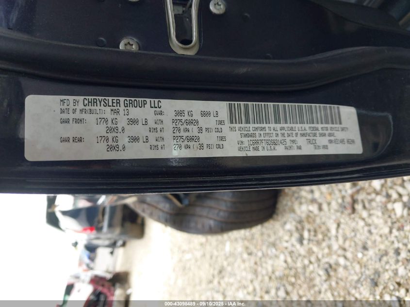 2013 Ram 1500 Express VIN: 1C6RR7FT6DS631425 Lot: 43098489