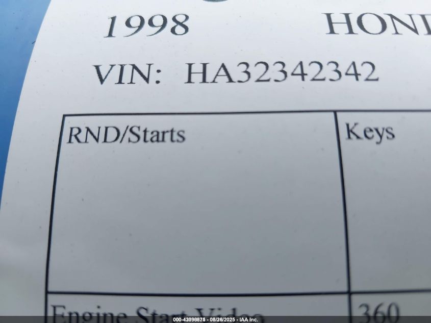 1998 Honda Today VIN: HA32342342 Lot: 43098875