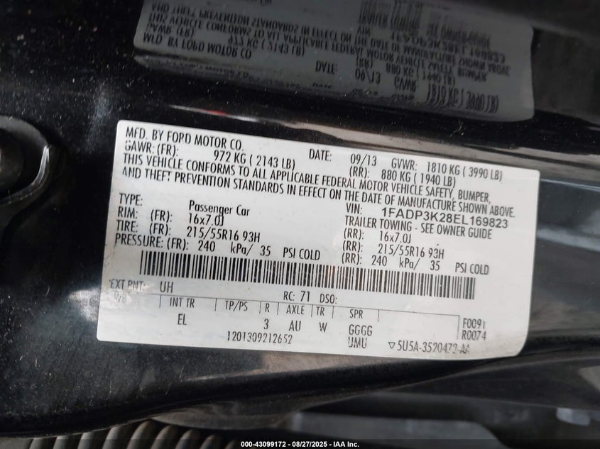 2014 FORD FOCUS SE - 1FADP3K28EL169823