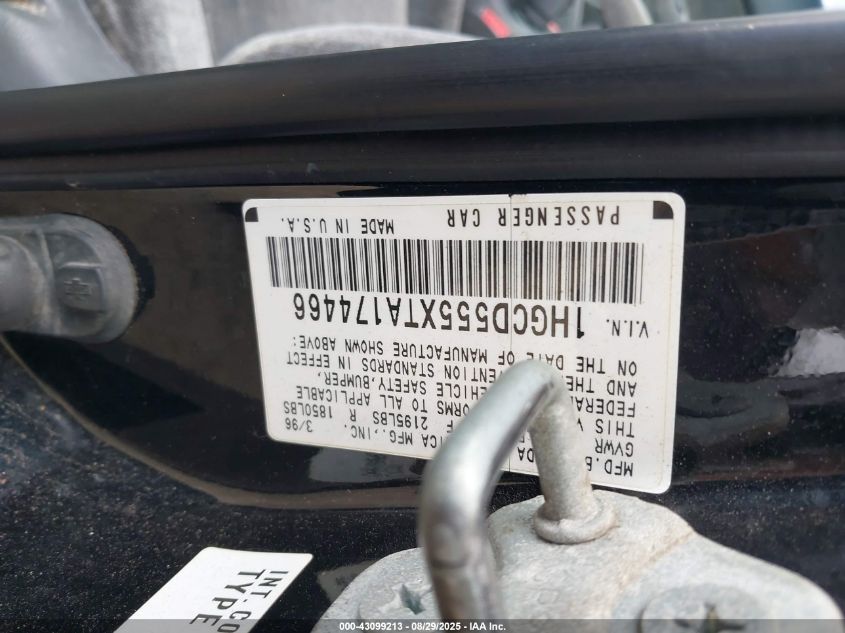 1996 Honda Accord Ex/Ex-R VIN: 1HGCD555XTA174466 Lot: 43099213