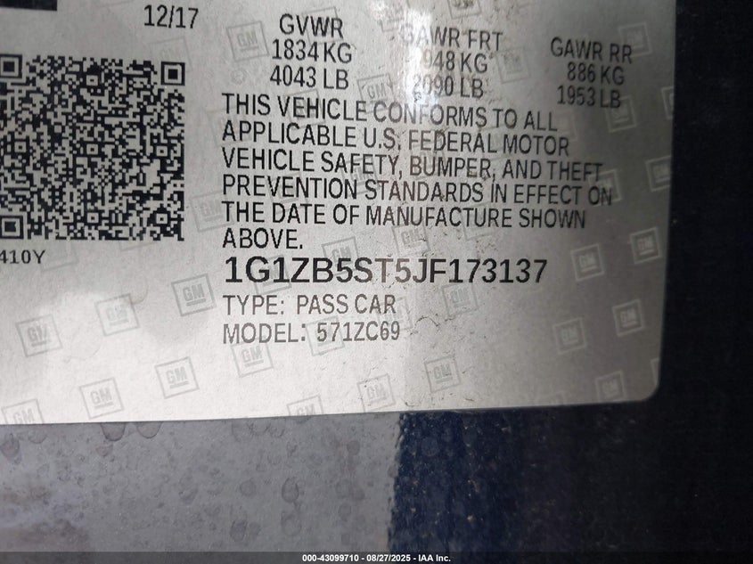 1G1ZB5ST5JF173137 2018 CHEVROLET MALIBU photo no. 9