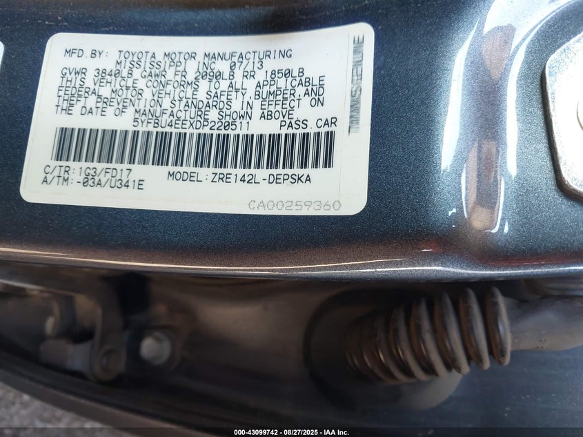 2013 TOYOTA COROLLA S - 5YFBU4EEXDP220511