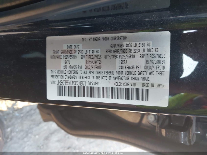 VIN JM3KFBEY0M0434871 2021 MAZDA CX-5 SIGNATURE