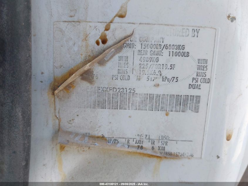 1999 Ford F-450 Lariat/Xl/Xlt VIN: 1FDXF46FXXED23125 Lot: 43100121