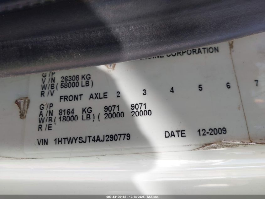 2010 International 7000 7600 VIN: 1HTWYSJT4AJ290779 Lot: 43100166