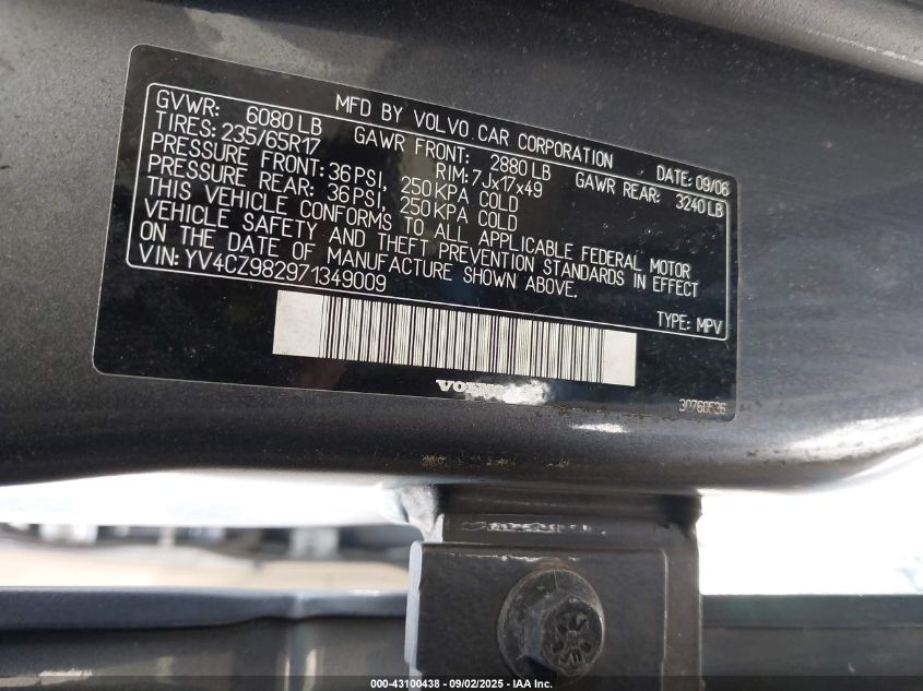 2007 Volvo Xc90 3.2 VIN: YV4CZ982971349009 Lot: 43100438