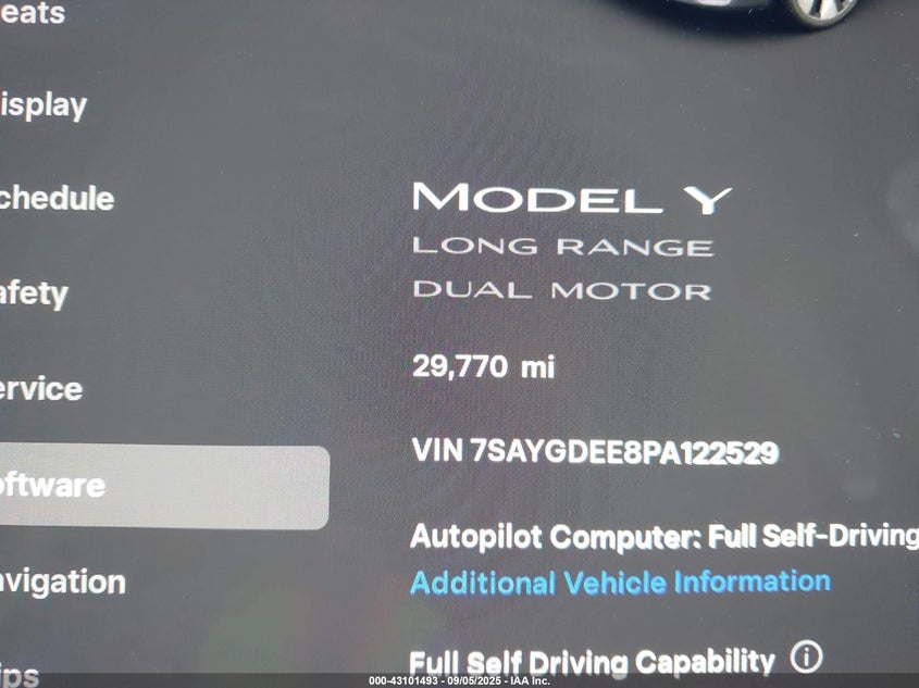 2023 Tesla Model Y Awd/Long Range Dual Motor All-Wheel Drive VIN: 7SAYGDEE8PA122529 Lot: 43101493
