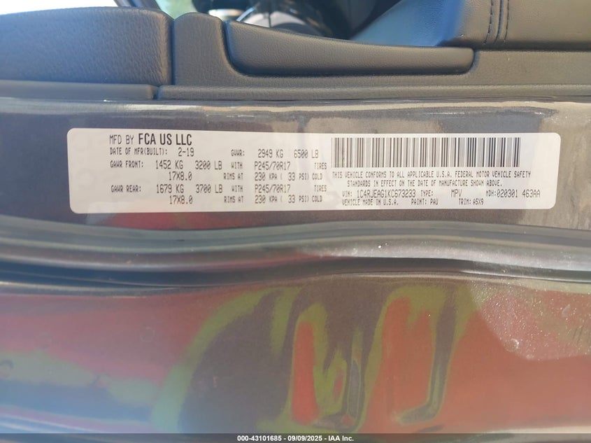 2019 JEEP GRAND CHEROKEE LAREDO E 4X2 - 1C4RJEAG1KC673233