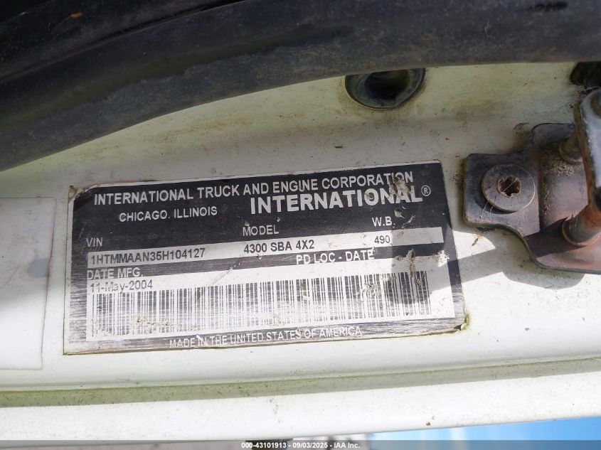 2005 International 4000 4300 VIN: 1HTMMAAN35H104127 Lot: 43101913