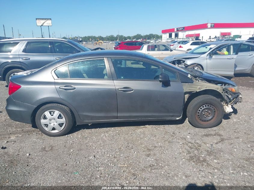 2012 Honda Civic Lx VIN: 2HGFB2F57CH580190 Lot: 43103098