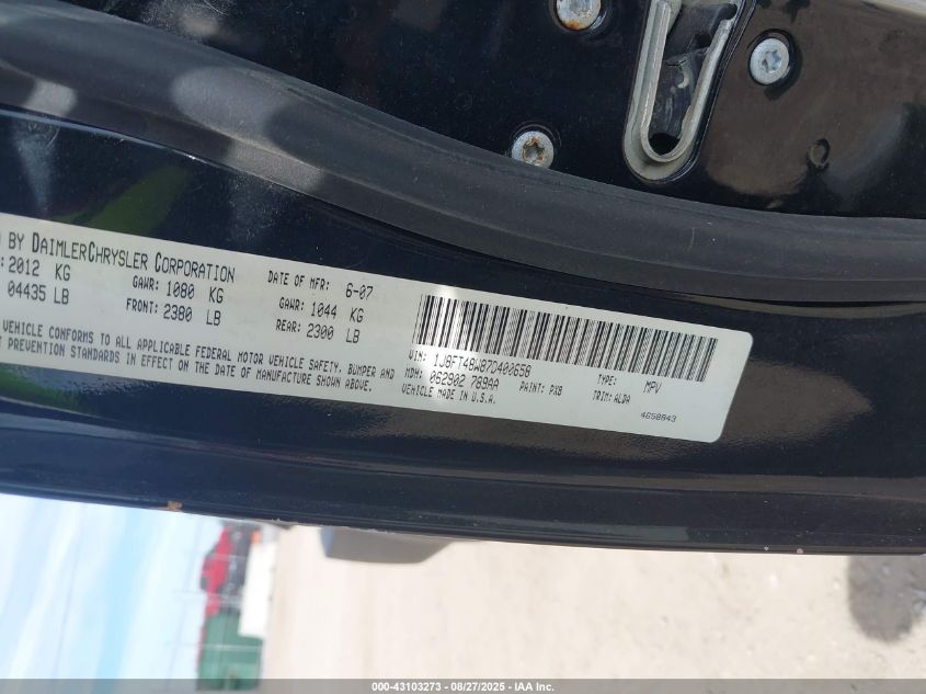 2007 Jeep Patriot Limited VIN: 1J8FT48W87D400658 Lot: 43103273