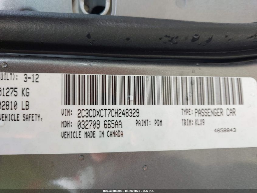 2012 Dodge Charger R/T VIN: 2C3CDXCT7CH248329 Lot: 43103303