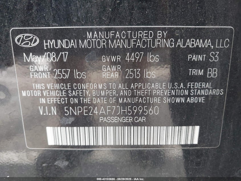2018 HYUNDAI SONATA SE - 5NPE24AF7JH599560