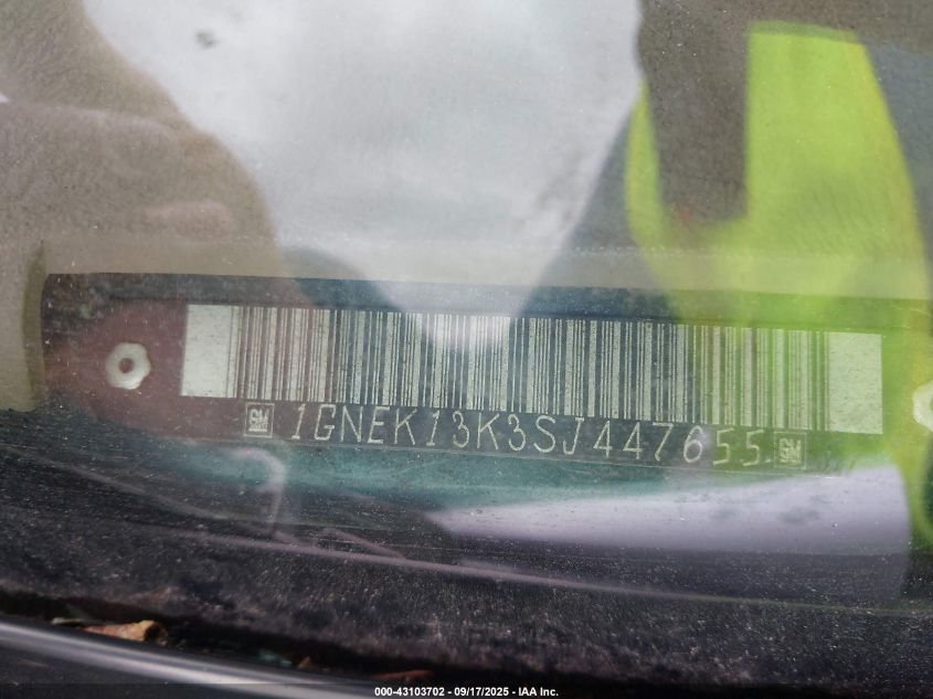 1995 Chevrolet Tahoe K1500 VIN: 1GNEK13K3SJ447655 Lot: 43103702
