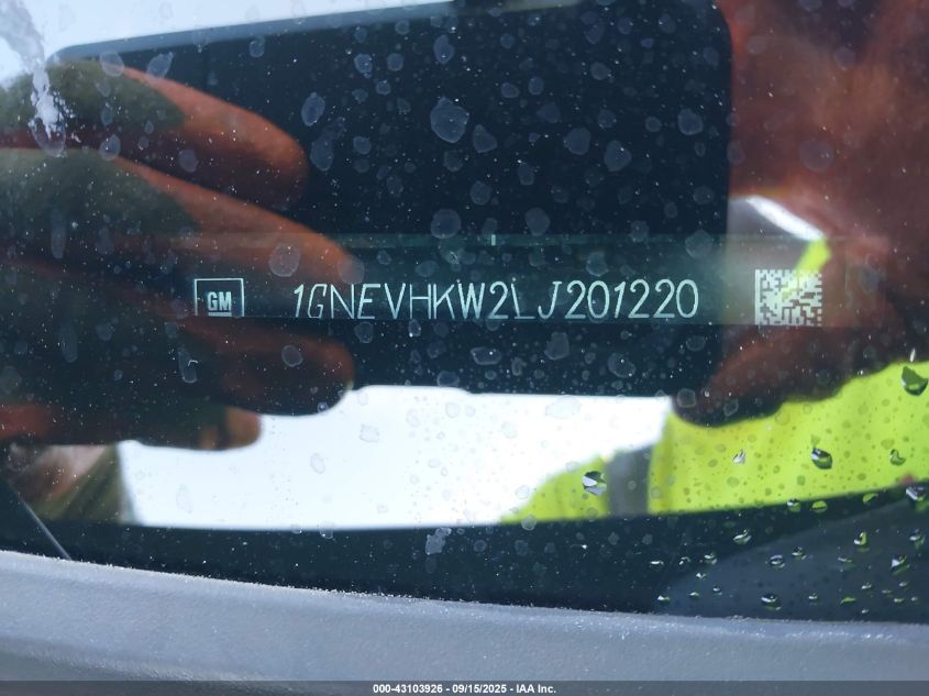 2020 Chevrolet Traverse Awd Lt Leather VIN: 1GNEVHKW2LJ201220 Lot: 43103926