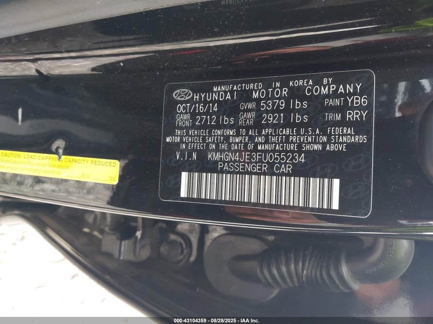 2015 HYUNDAI GENESIS 3.8 - KMHGN4JE3FU055234