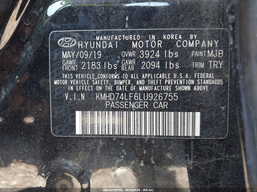 2020 HYUNDAI ELANTRA SE - KMHD74LF6LU926755