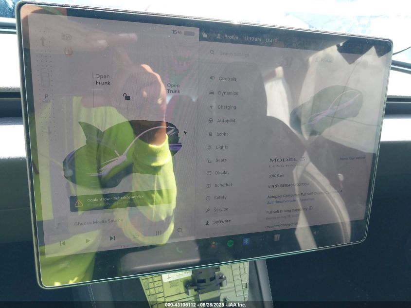 2025 Tesla Model 3 Long Range Rear-Wheel Drive VIN: 5YJ3E1EA0SF037334 Lot: 43105112