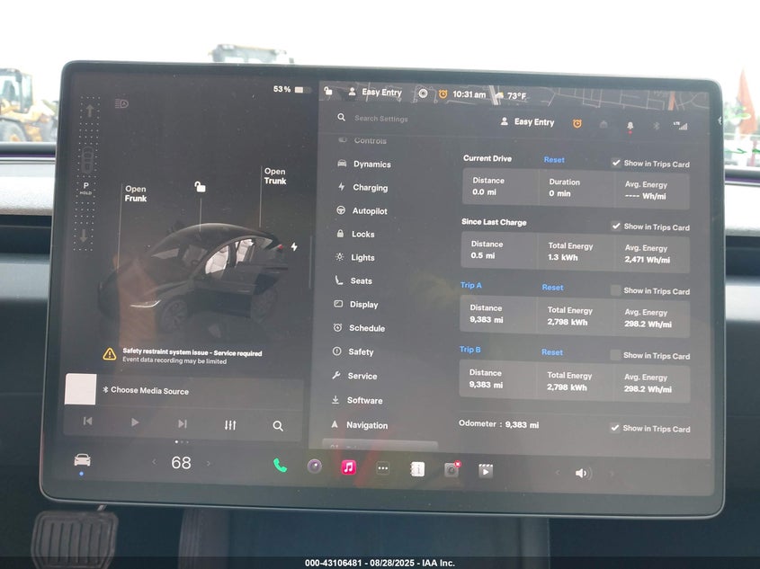 2025 Tesla Model 3 Long Range All-Wheel Drive VIN: 5YJ3E1EBXSF886282 Lot: 43106481