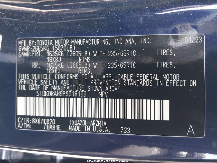 2023 Toyota Highlander - 5TDKDRAH9PS018199