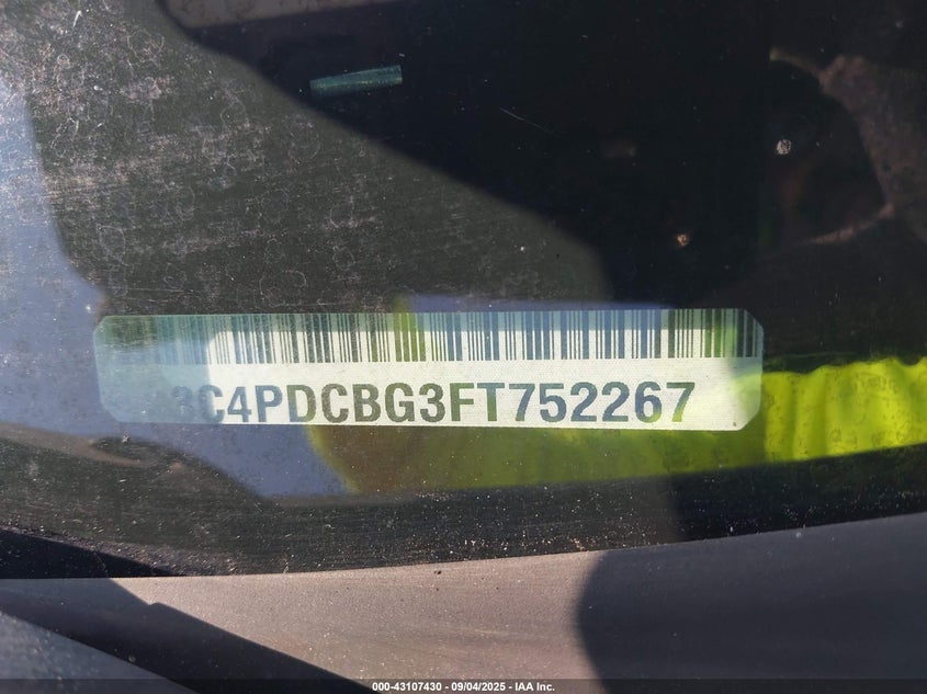 2015 Dodge Journey Sxt VIN: 3C4PDCBG3FT752267 Lot: 43107430