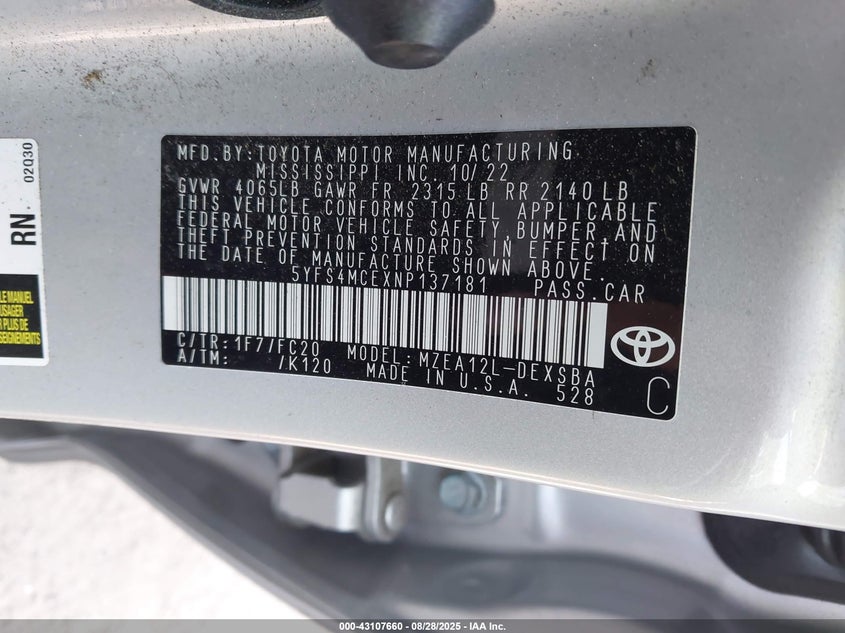 2022 TOYOTA COROLLA SE NIGHTSHADE EDITION - 5YFS4MCEXNP137181