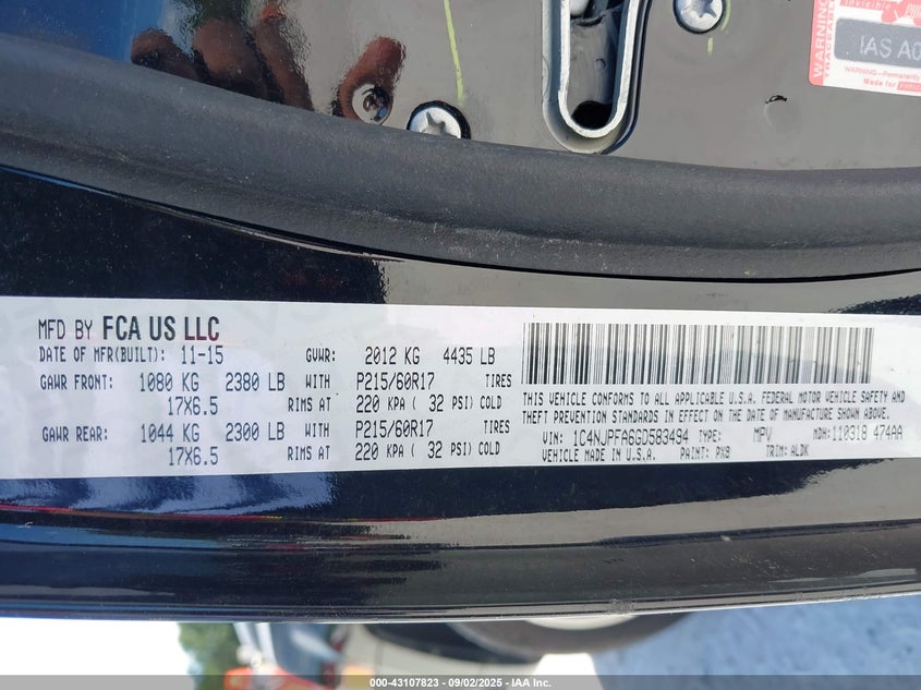 2016 JEEP PATRIOT HIGH ALTITUDE EDITION - 1C4NJPFA6GD583494