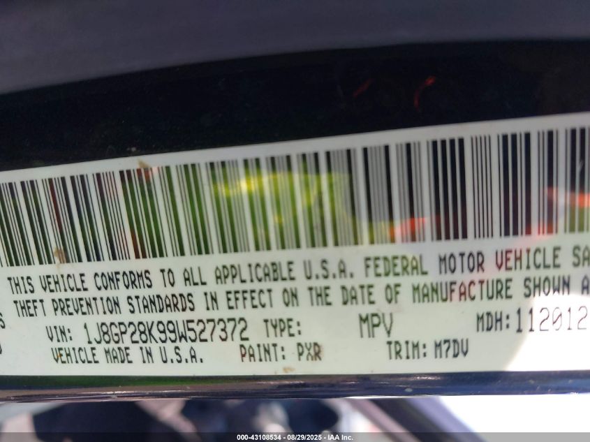 2009 Jeep Liberty Sport VIN: 1J8GP28K99W527372 Lot: 43108534