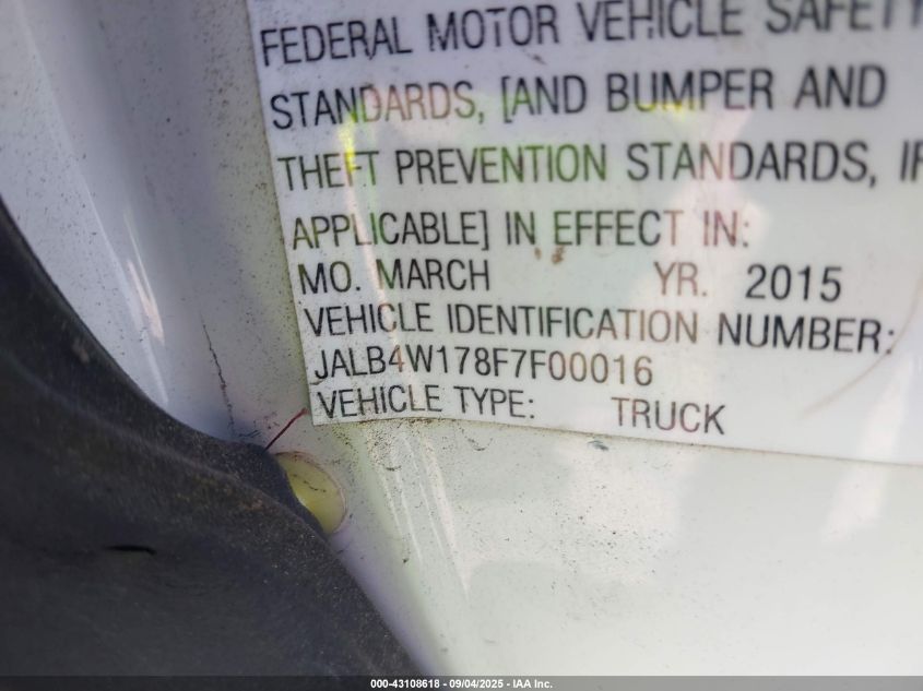 2015 Isuzu Npr Dsl Reg At VIN: JALB4W178F7F00016 Lot: 43108618