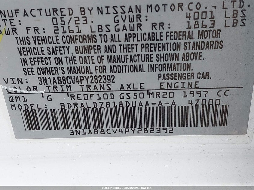 3N1AB8CV4PY282392 2023 NISSAN SENTRA photo no. 9