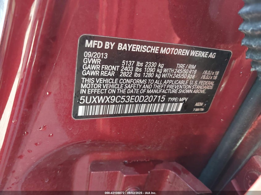 2014 BMW X3 XDRIVE28I - 5UXWX9C53E0D20715