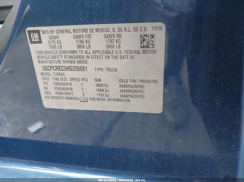 2017 CHEVROLET SILVERADO 1500 1LT - 3GCPCREC5HG236681