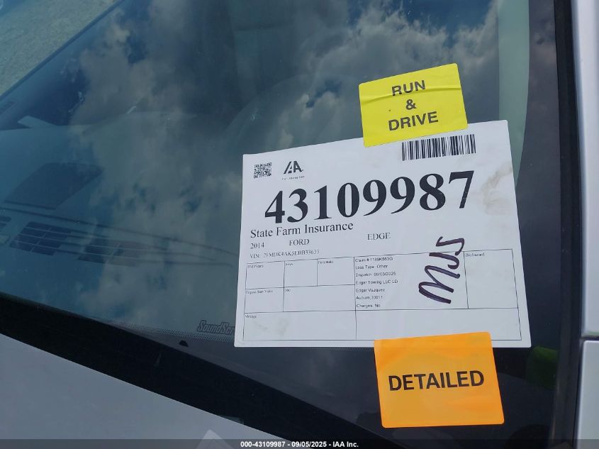 2014 Ford Edge Sport VIN: 2FMDK4AK5EBB33633 Lot: 43109987