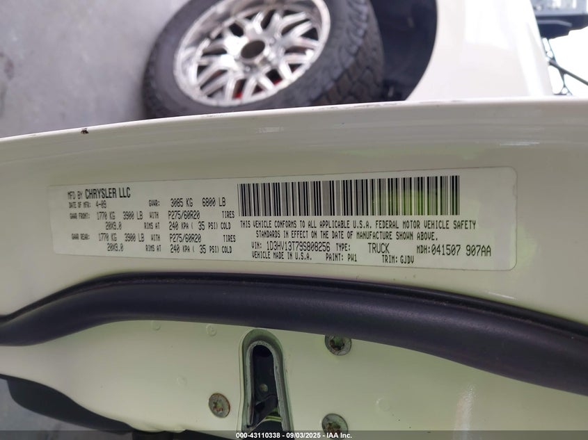 2009 Dodge Ram 1500 Laramie VIN: 1D3HV13T79S808256 Lot: 43110338