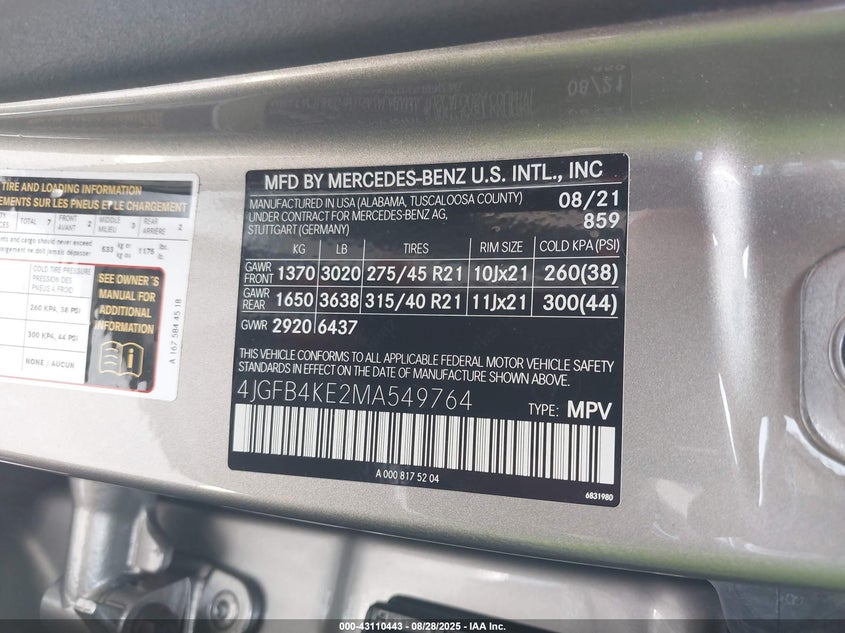 2021 MERCEDES-BENZ GLE 350 4MATIC - 4JGFB4KE2MA549764