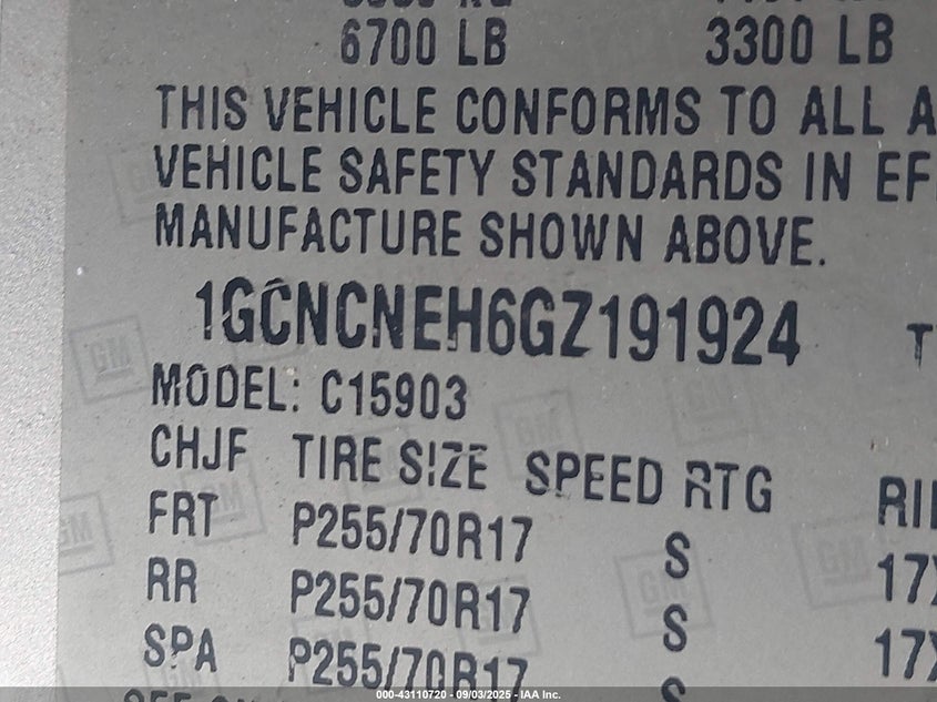 2016 Chevrolet Silverado 1500 Wt VIN: 1GCNCNEH6GZ191924 Lot: 43110720