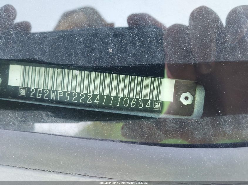 2004 Pontiac Grand Prix Gt1 VIN: 2G2WP522841110634 Lot: 43110817