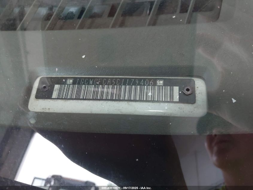 2012 Chevrolet Express 2500 Work Van VIN: 1GCWGFCA5C1179406 Lot: 43110871