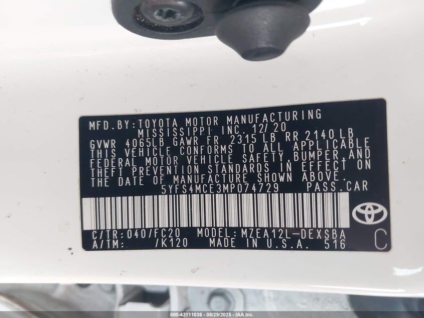 2021 TOYOTA COROLLA SE NIGHTSHADE EDITION - 5YFS4MCE3MP074729