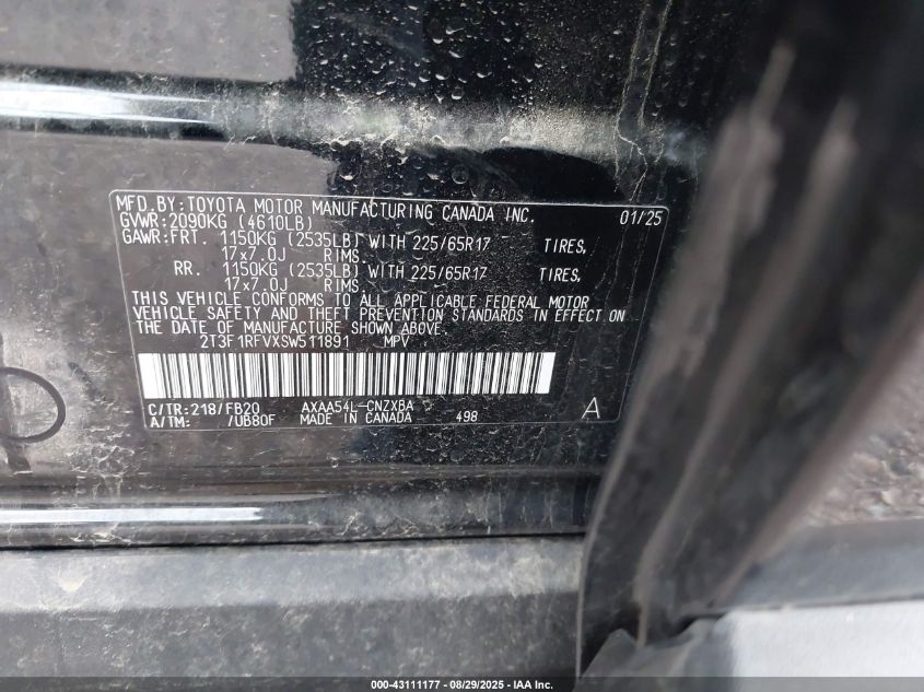 2025 Toyota RAV4 - 2T3F1RFVXSW511891