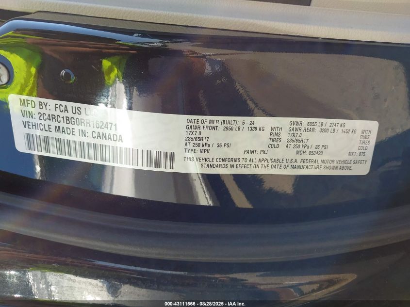 2024 Chrysler Pacifica - 2C4RC1BG0RR162471