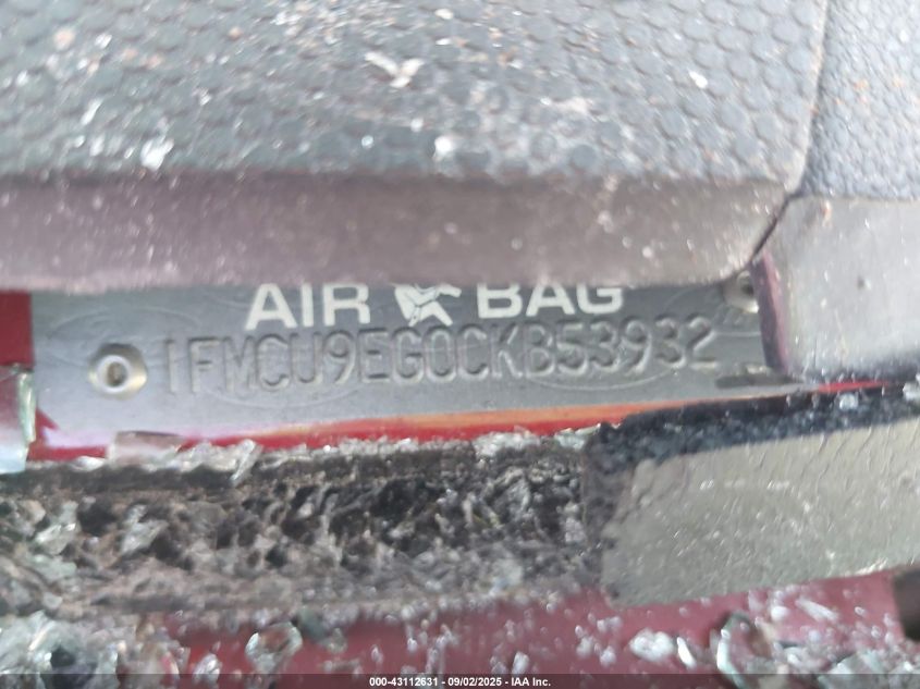 2012 Ford Escape Limited VIN: 1FMCU9EG0CKB53932 Lot: 43112631