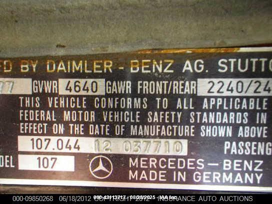 VIN: 10704412037710 MERCEDES BENZ 450SL 1977 MAROON Photo 9