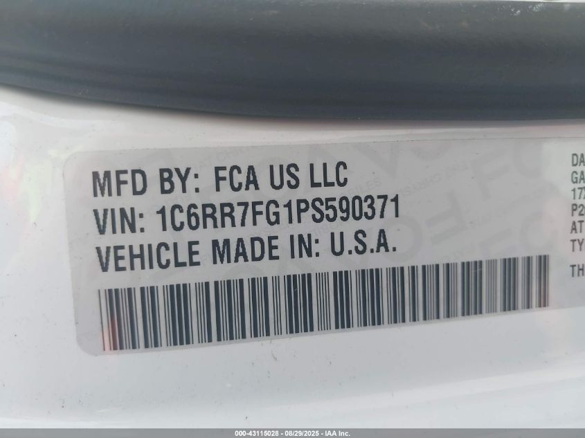 2023 Ram 1500 Classic Tradesman 4X4 6'4 Box VIN: 1C6RR7FG1PS590371 Lot: 43115028