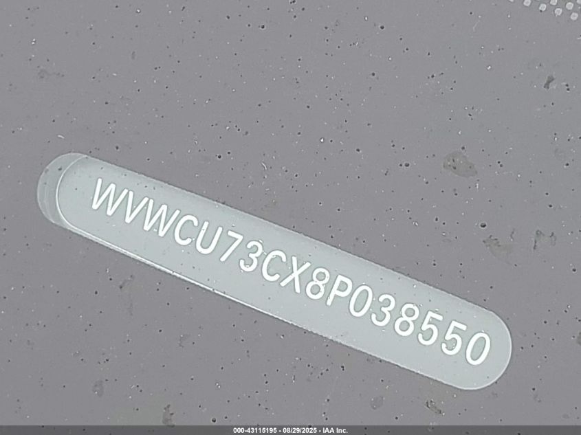 2008 Volkswagen Passat Vr6 VIN: WVWCU73CX8P038550 Lot: 43115195