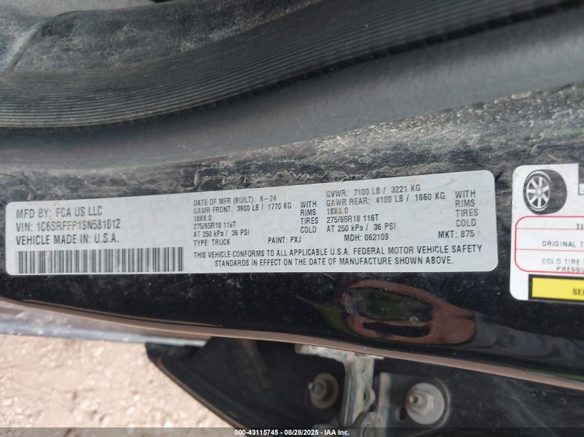 2025 Ram 1500 - 1C6SRFFP1SN581012