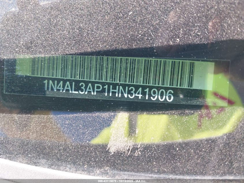 2017 Nissan Altima 2.5 S VIN: 1N4AL3AP1HN341906 Lot: 43115879